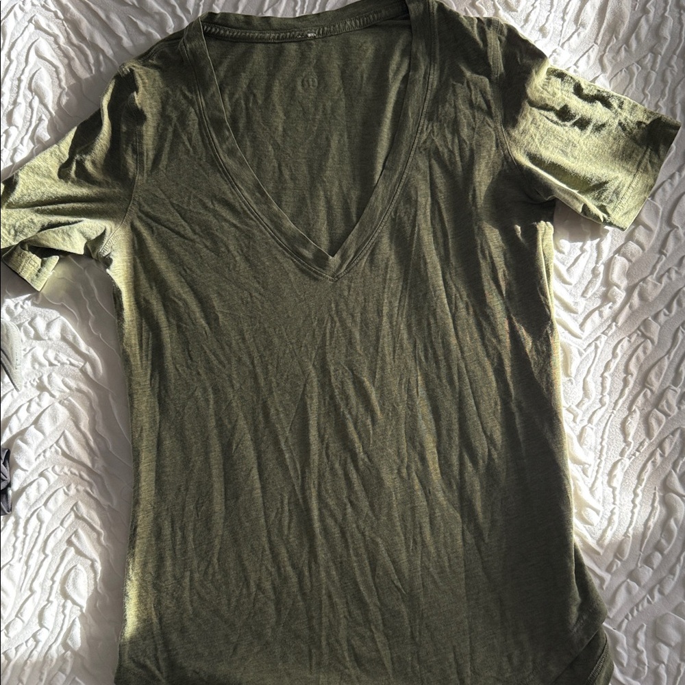 lululemon athletica Olive Green V-Neck Top